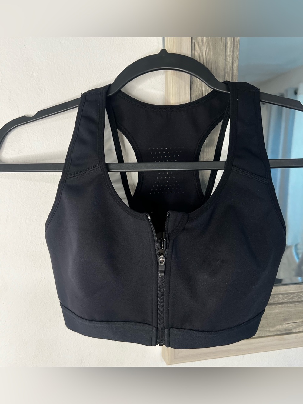 Fabletics Black Front-Zip High-Support Sports Bra